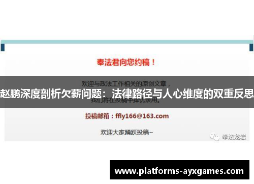 赵鹏深度剖析欠薪问题：法律路径与人心维度的双重反思